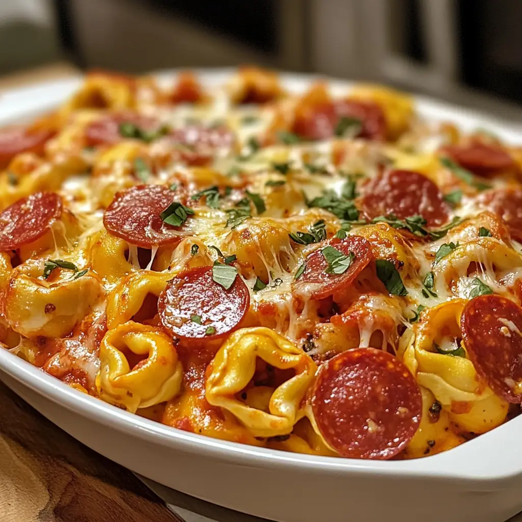 Cheese Tortellini Pepperoni Pizza Casserole