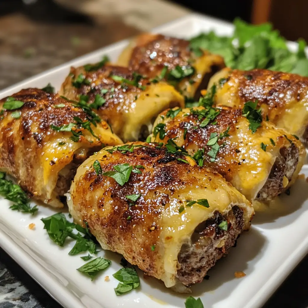 Garlic Butter Cheeseburger Rollups