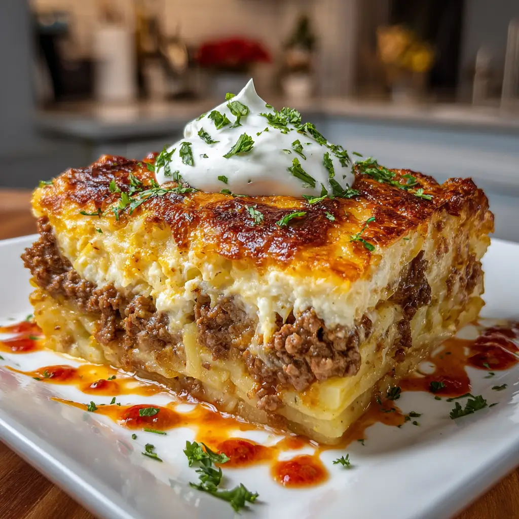 Ground Beef & Potato Layered Casserole
